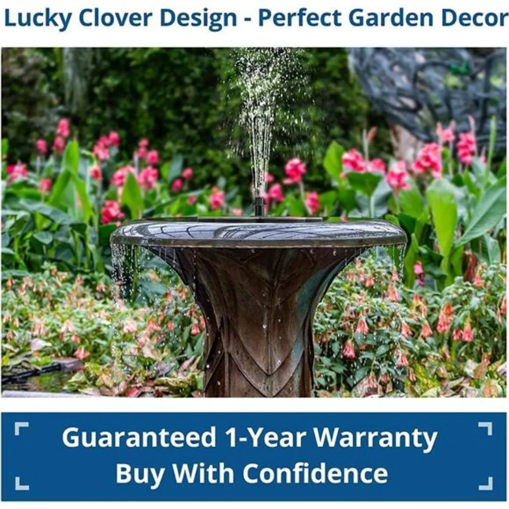 Solar Fountain Pump for Bird Bath, Lucky Clover Solar Water Pump for Pond